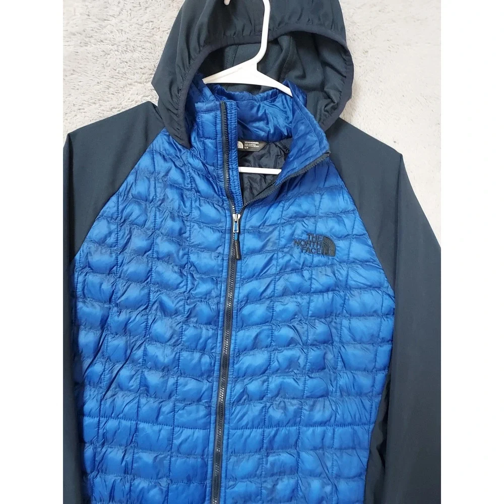 The North Face Jacket Mens Small Thermoball Hybrid Hoodie Blue Full Zip Outdoor